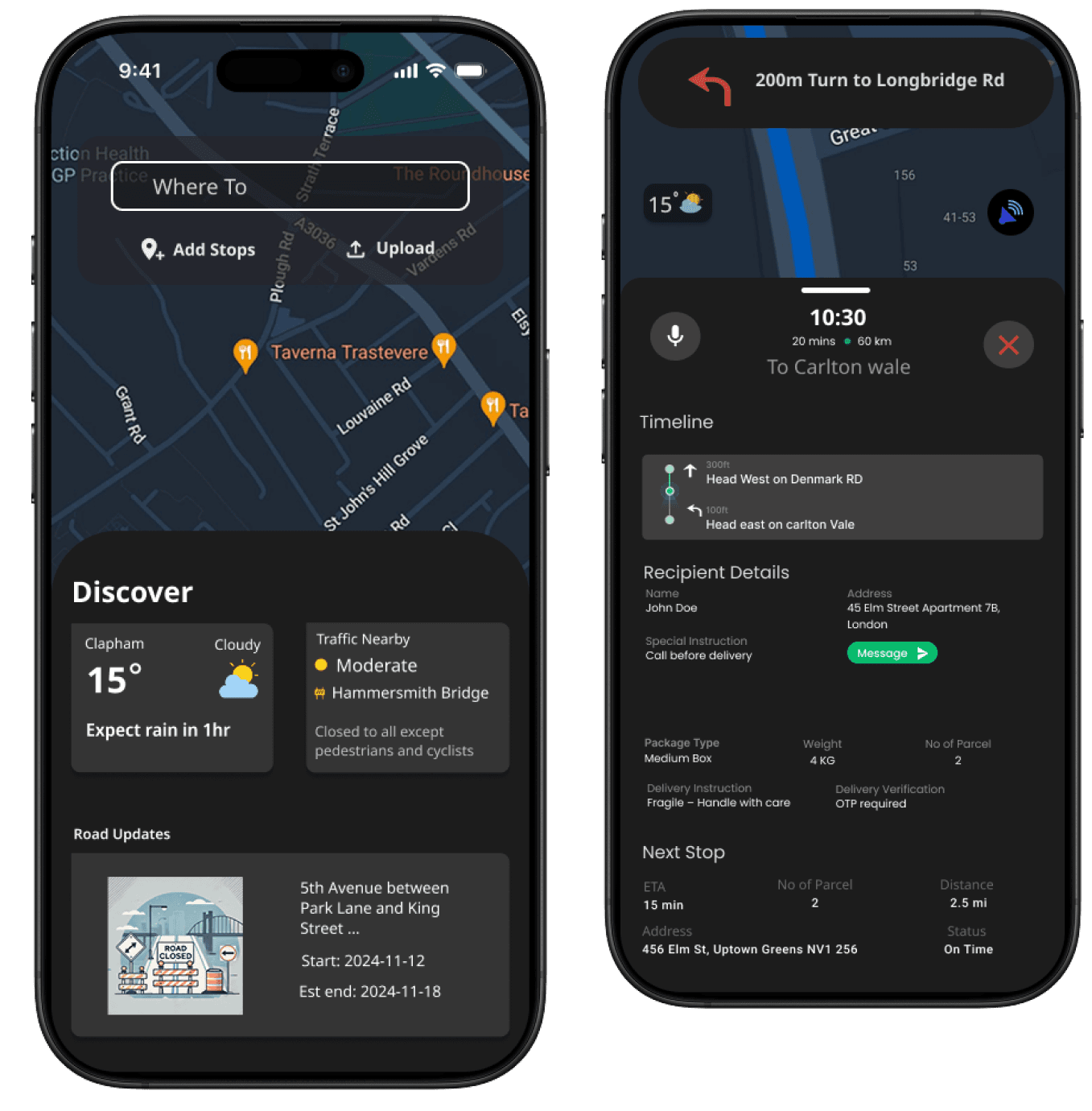 Driver Mobile App mockups
